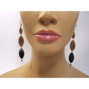 Steel Drop Hematite accented black gold shoulder-duster earrings 4 inch long!